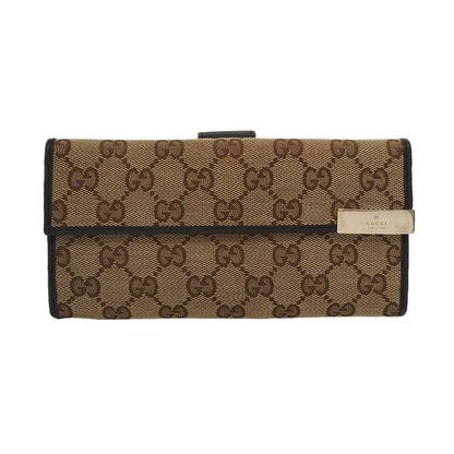 GUCCI Khaki Canvas Monogrammed Wallet Golden hardware-(SKU)-953543640