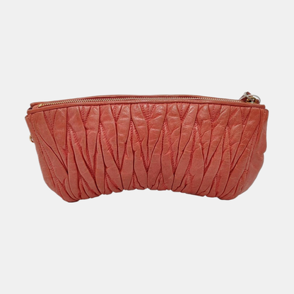 Miu Miu Tangerine Pink Calfskin Quilted Handbag Golden hardware-(SKU)-953693934