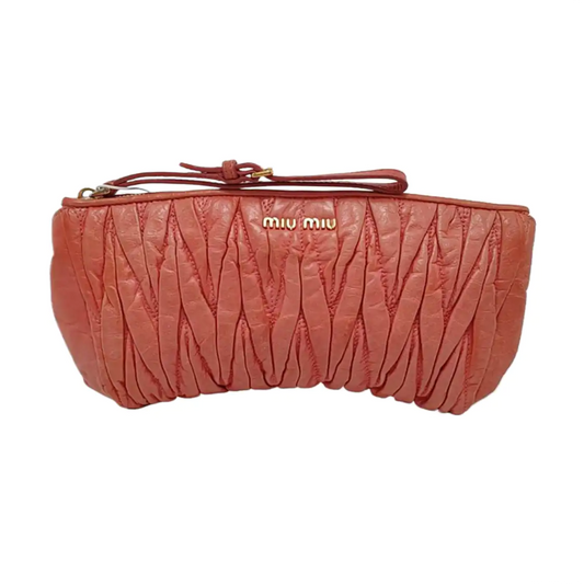 Miu Miu Tangerine Pink Calfskin Quilted Handbag Golden hardware-(SKU)-953693934