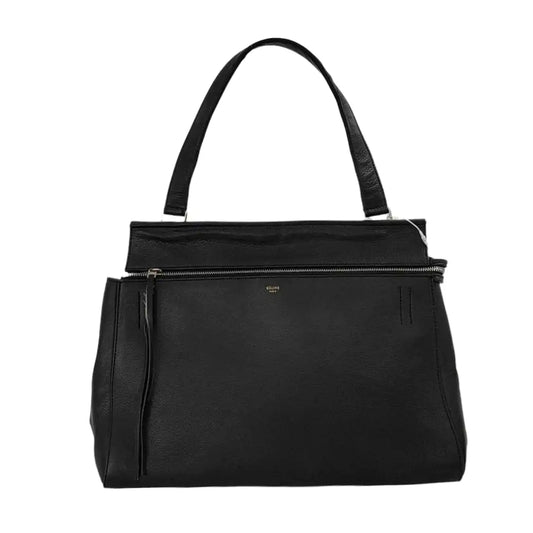 CELINE EDGE Black cowhide tote bag Silver Hardware-(SKU)-952921154
