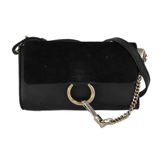 Chloé Faye Black Leather Single Shoulder Bag Golden Silver Hardware Removable shoulder strap-(SKU)-951803337