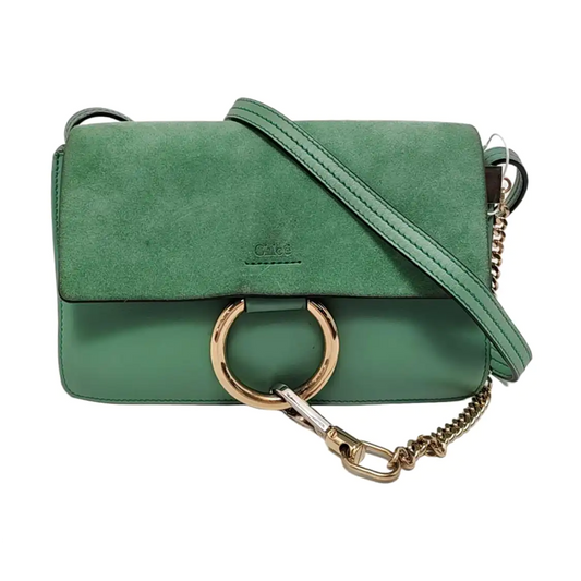 Chloé Faye Small size Green Cowhide Ring Shoulder Bag Golden hardware-(SKU)-953561461