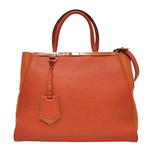 FENDI 2 Jours Medium size Orange Cowhide Single Shoulder Bag Tote Bag Golden hardware Removable shoulder strap-(SKU)-953654098
