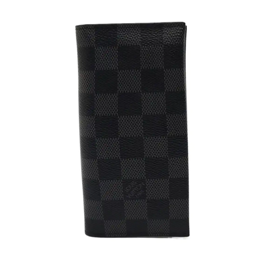 LOUIS VUITTON ALEXANDRE Gray Coated Canvas Chessboard Plaid Wallet Silver Hardware-(SKU)-953933077