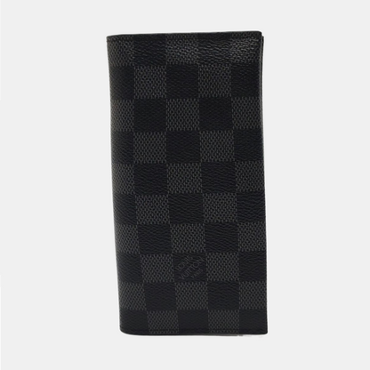 LOUIS VUITTON ALEXANDRE Gray Coated Canvas Chessboard Plaid Wallet Silver Hardware-(SKU)-953933077