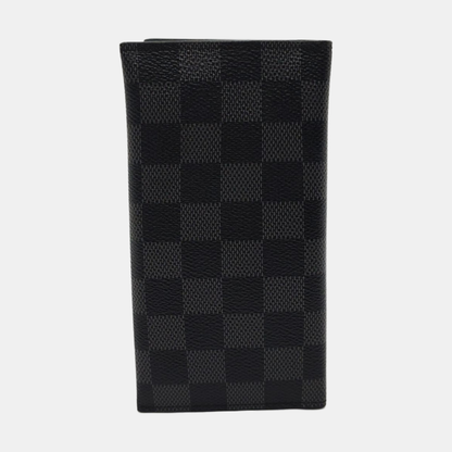 LOUIS VUITTON ALEXANDRE Gray Coated Canvas Chessboard Plaid Wallet Silver Hardware-(SKU)-953933077