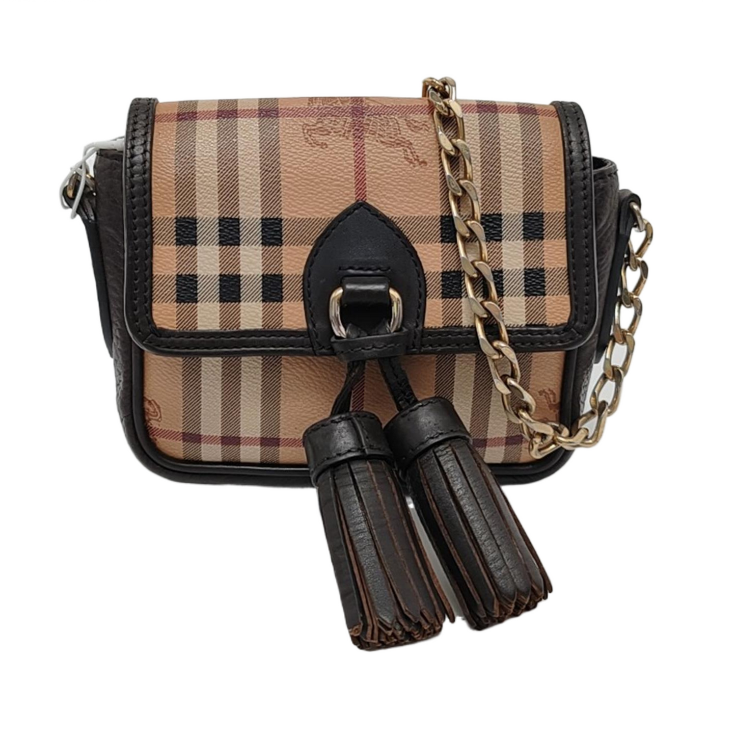BURBERRY Brown Coated Canvas Warhorse Grain Single Shoulder Bag Crossbody Bag Golden hardware-(SKU)-953635719