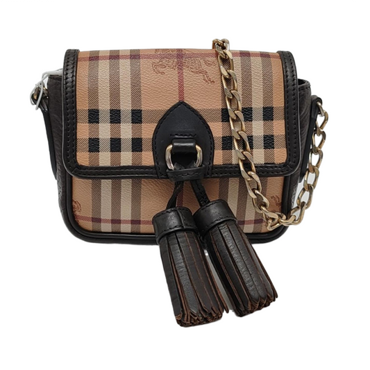 BURBERRY Brown Coated Canvas Warhorse Grain Single Shoulder Bag Crossbody Bag Golden hardware-(SKU)-953635719