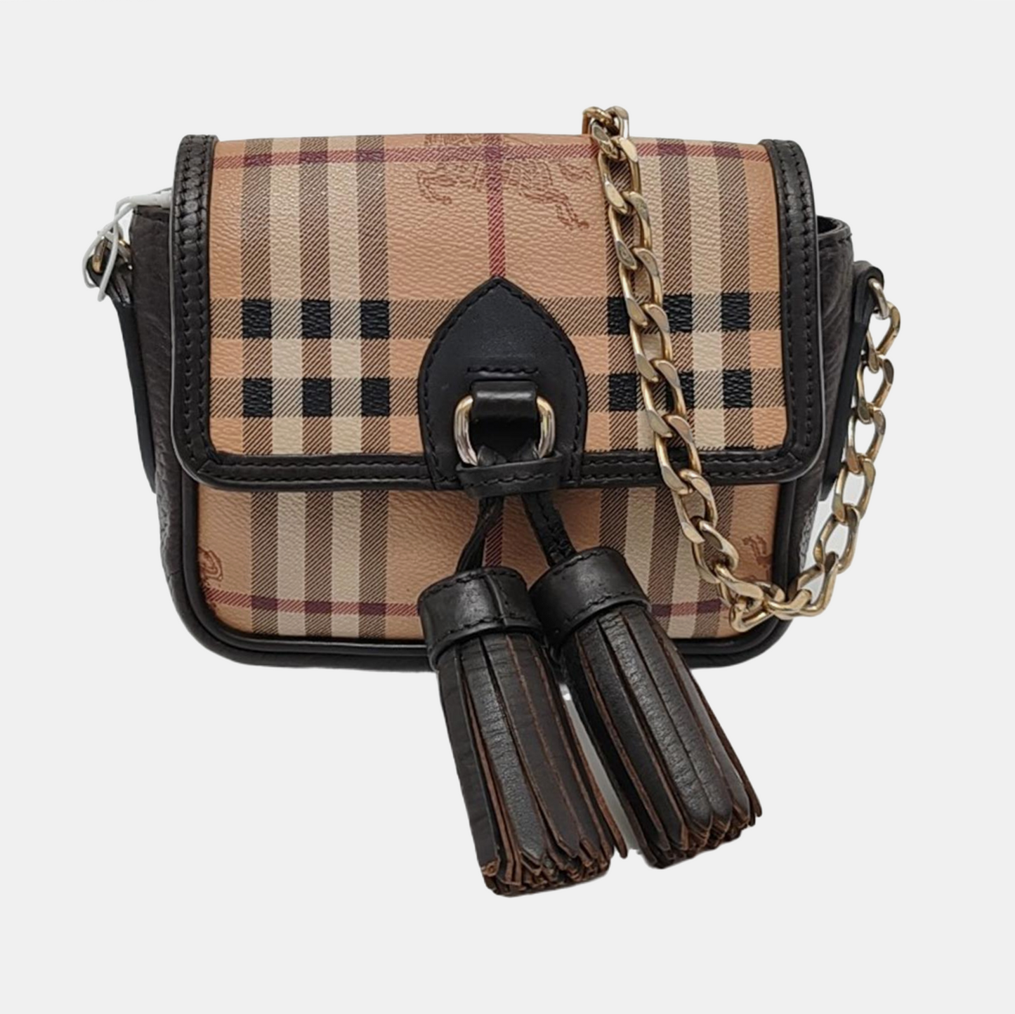 BURBERRY Brown Coated Canvas Warhorse Grain Single Shoulder Bag Crossbody Bag Golden hardware-(SKU)-953635719