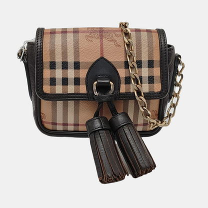 BURBERRY Brown Coated Canvas Warhorse Grain Single Shoulder Bag Crossbody Bag Golden hardware-(SKU)-953635719