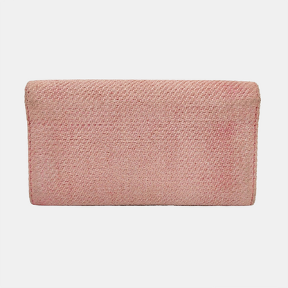 CHANEL DEAUVILLE Pink fabric wallet Silver Hardware 18nan-(SKU)-953641586