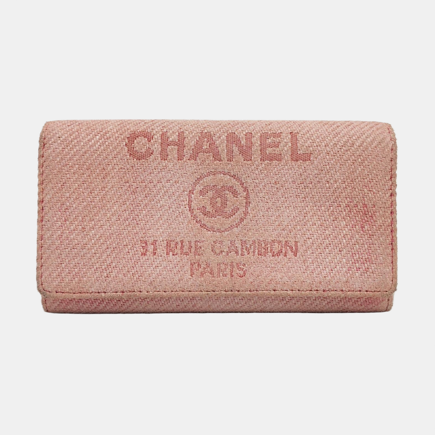 CHANEL DEAUVILLE Pink fabric wallet Silver Hardware 18nan-(SKU)-953641586
