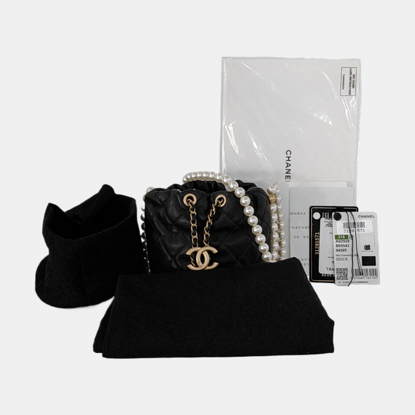 CHANEL DRAWSTRING Mini Black Calfskin Quilted Crossbody Shoulder Bag with Gold Hardware, 31 openings-(SKU)-953109942