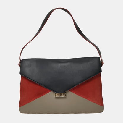 CELINE DIAMOND Multicolor Cowhide Leather Shoulder Bag Silver Hardware Removable shoulder strap-(SKU)-945892879