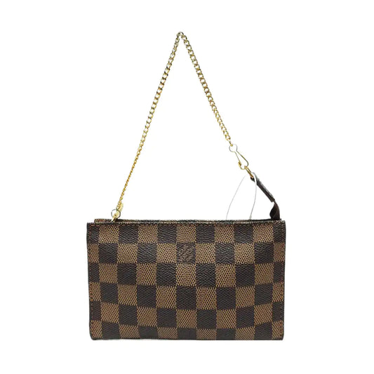 LOUIS VUITTON JOSÉPHINE 15 Brown Coated Canvas Checkered Handbag Golden hardware Vintage model-(SKU)-953734050