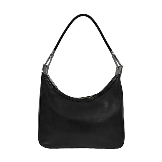 GUCCI Black Leather Single Shoulder Bag Silver Hardware Removable shoulder strap-(SKU)-938237426