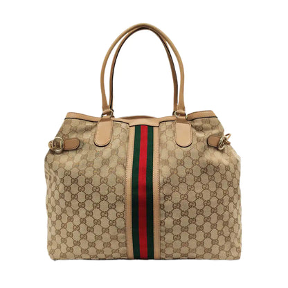 GUCCI Mayfair Khaki Canvas Monogrammed Fringe Handbag Single Shoulder Bag Golden hardware-(SKU)-954107344