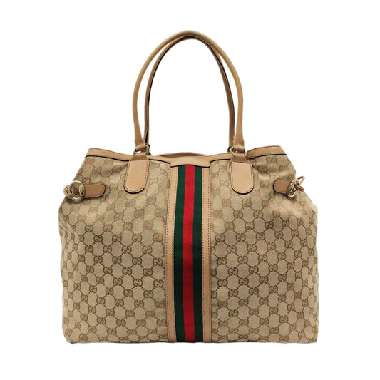 GUCCI Mayfair Khaki Canvas Monogrammed Fringe Handbag Single Shoulder Bag Golden hardware-(SKU)-954107344