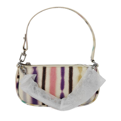 BY FAR White Leather Printed Tote Bag Silver Hardware-(SKU)-944296292