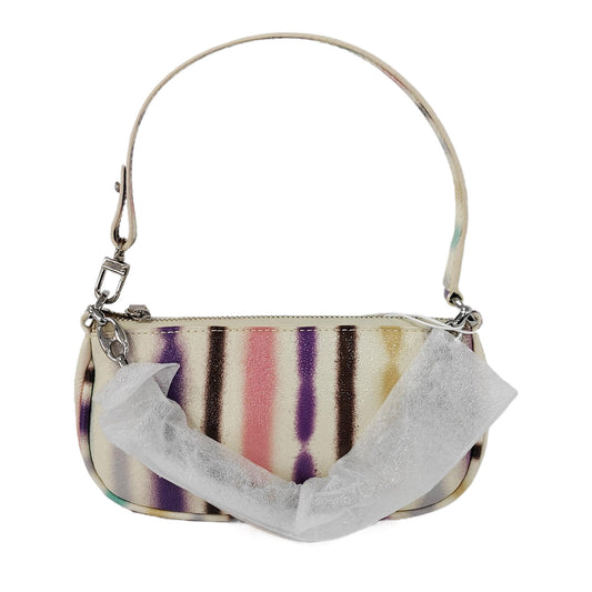 BY FAR White Leather Printed Tote Bag Silver Hardware-(SKU)-944296292