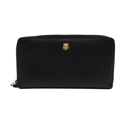 GUCCI Animalier Black Leather Tiger Head Wallet Golden hardware-(SKU)-954336991