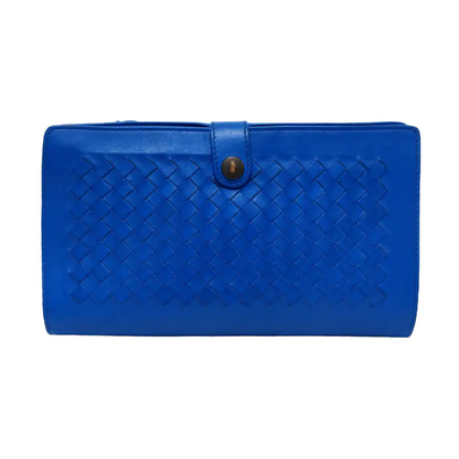 BOTTEGA VENETA Blue Cowhide Woven Handbag Black hardware-(SKU)-954198807
