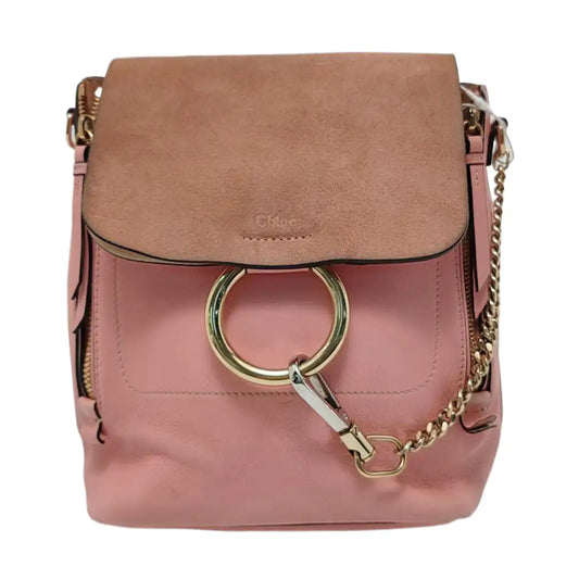 Chloé Faye Pink Cowhide Backpack, Single Shoulder Bag Golden hardware Removable shoulder strap-(SKU)-954247271