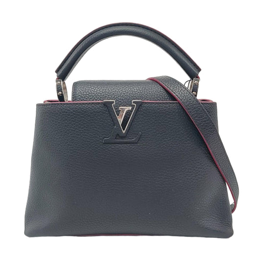 LOUIS VUITTON CAPUCINES BB Dark Blue Calfskin Shoulder Bag Tote Crossbody Bag with Detachable Strap-(SKU)-954441893