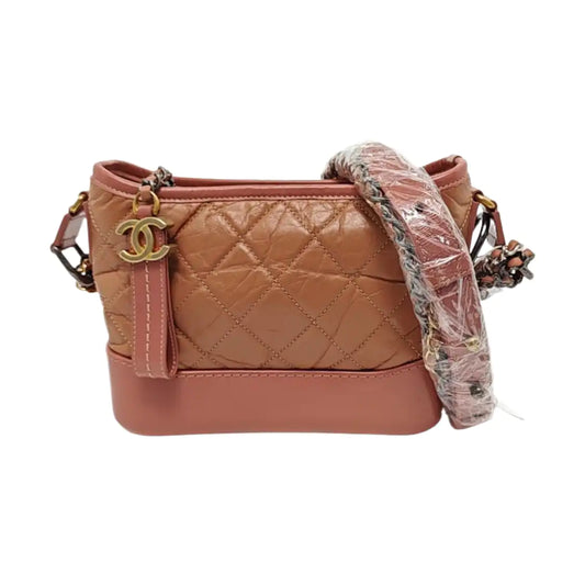CHANEL GABRIELLE Small Burgundy Leather Quilted Hobo Bag with Shoulder Strap, Gold Silver Hardware, 24 Opening, Detachable Strap-(SKU)-954161489