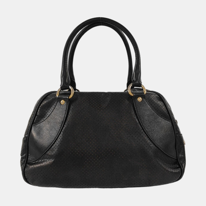 PRADA Promenade Black Leather Cut-Out Handbag Golden hardware-(SKU)-954408142