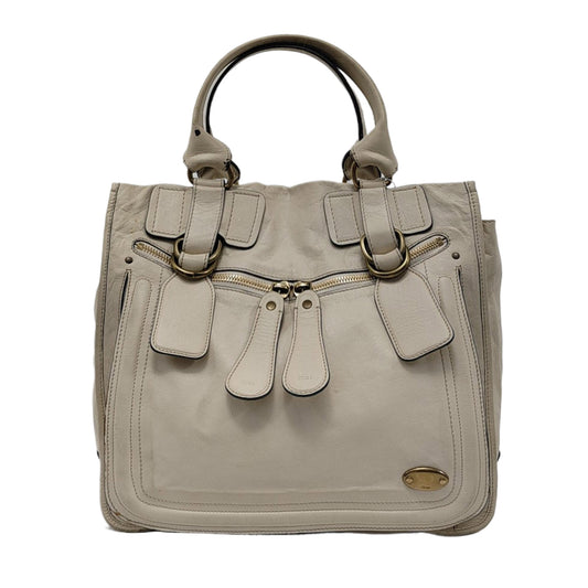 Chloé Tote bag White Leather Handbag Golden hardware-(SKU)-954394334