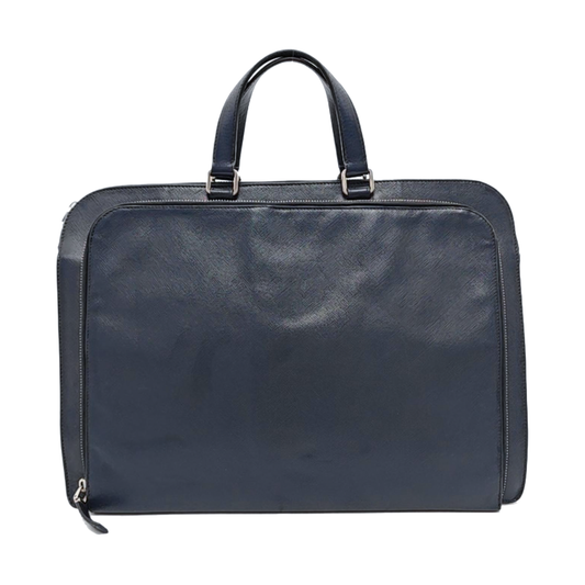 PRADA Dark Blue Leather Handbag Silver Hardware-(SKU)-954413734
