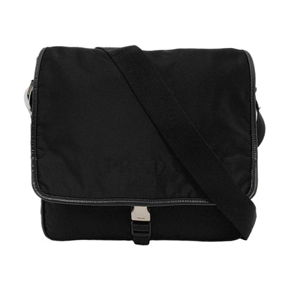 PRADA Black Nylon Single Shoulder Bag Crossbody Bag Silver Hardware-(SKU)-954414851