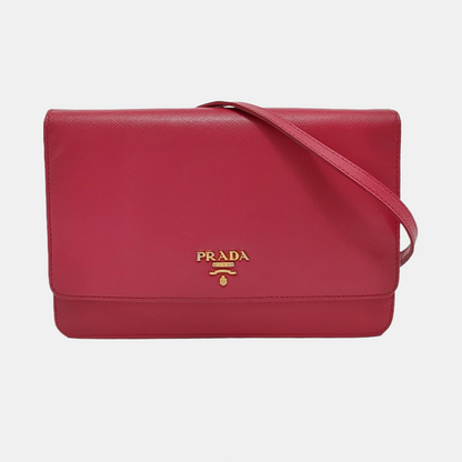 PRADA Red Cowhide Crosshatch Crossbody Bag Golden hardware Removable shoulder strap-(SKU)-953953662