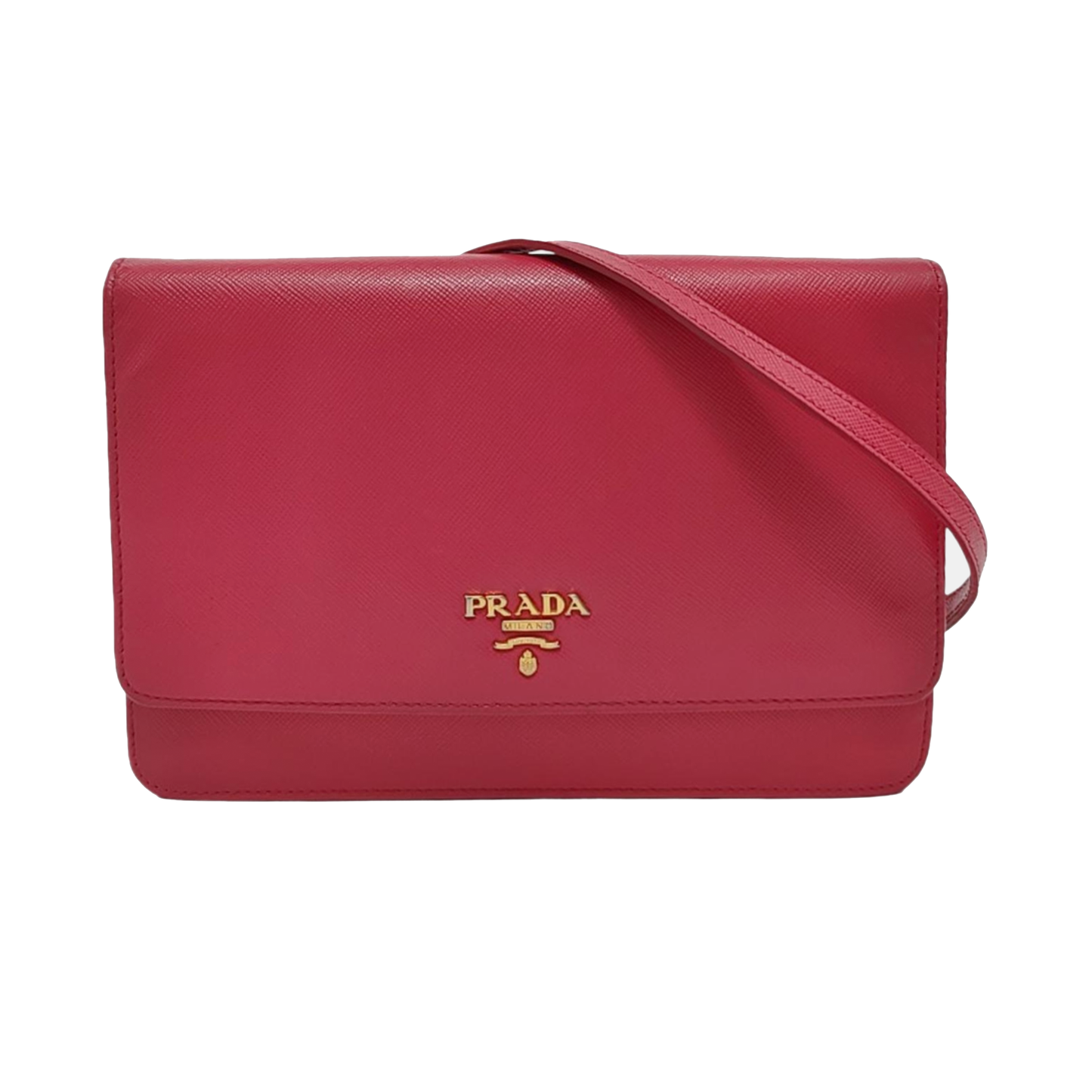PRADA Red Cowhide Crosshatch Crossbody Bag Golden hardware Removable shoulder strap-(SKU)-953953662