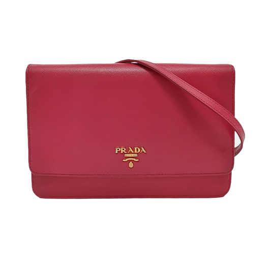 PRADA Red Cowhide Crosshatch Crossbody Bag Golden hardware Removable shoulder strap-(SKU)-953953662