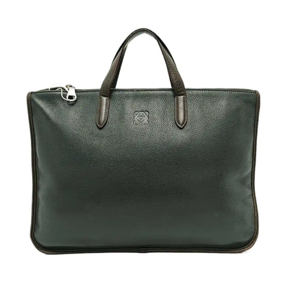 LOEWE Toledo Dark Green Leather Handbag Silver Hardware-(SKU)-954572249