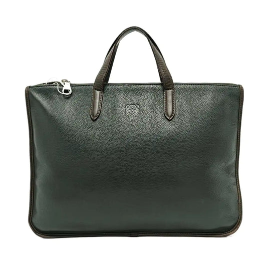 LOEWE Toledo Dark Green Leather Handbag Silver Hardware-(SKU)-954572249