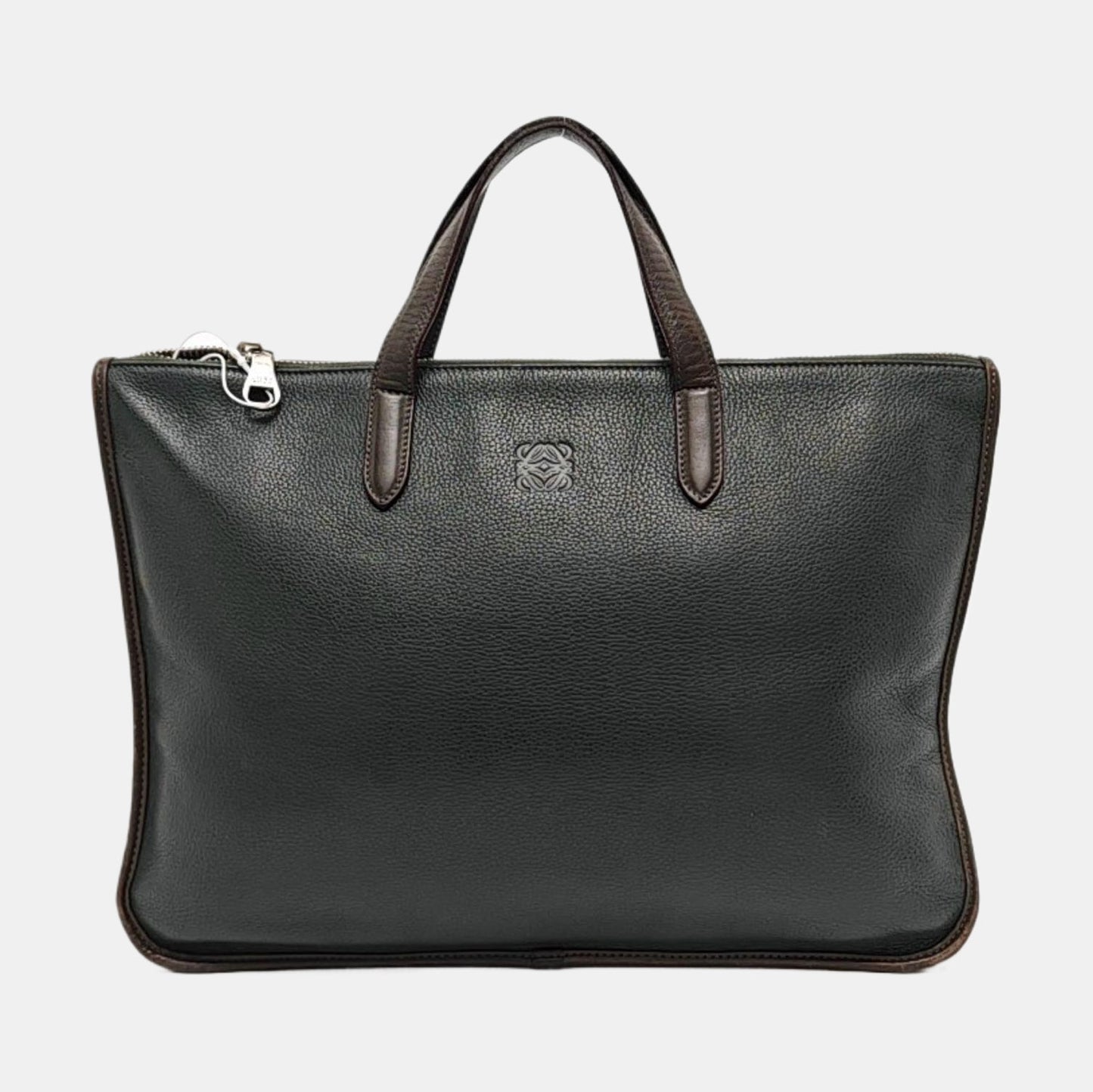LOEWE Toledo Dark Green Leather Handbag Silver Hardware-(SKU)-954572249