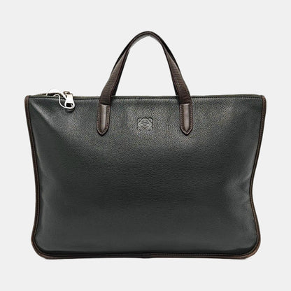 LOEWE Toledo Dark Green Leather Handbag Silver Hardware-(SKU)-954572249