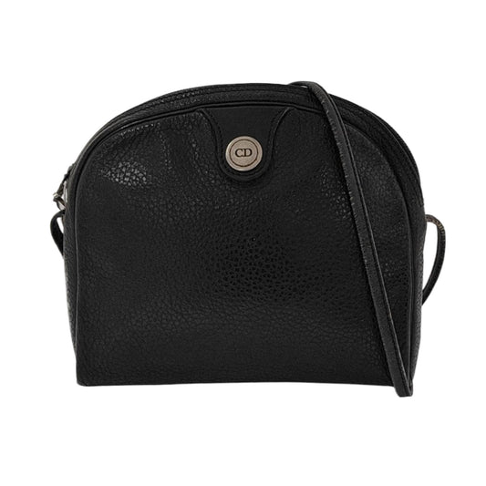 DIOR Black Coated Canvas Crossbody Bag Single Shoulder Bag Silver Hardware-(SKU)-945838220