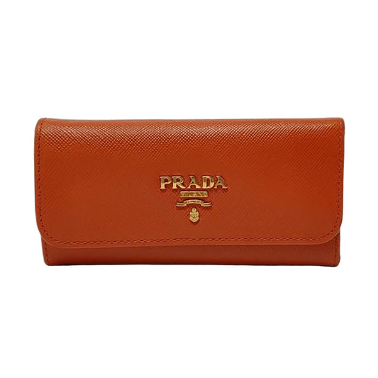 PRADA Orange Leather Crossbody Key Pouch Golden hardware-(SKU)-954583287