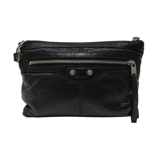 BALENCIAGA Classic City Black Sheepskin Studs Motorcycle Bag Handbag Crossbody Bag Single Shoulder Bag Silver Hardware-(SKU)-954613543