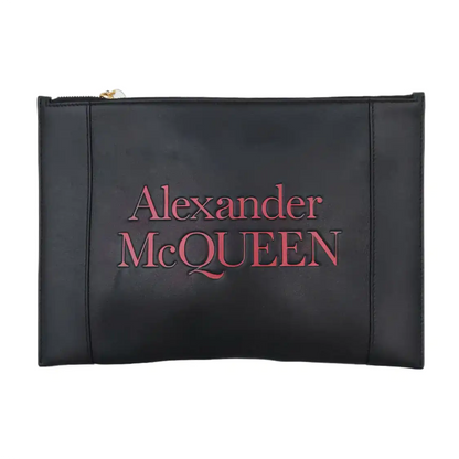 Alexander McQUEEN mini Black cowhide embossed clutch bag Golden hardware-(SKU)-954708268