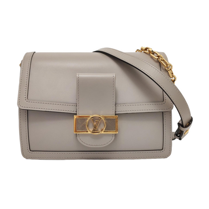 LOUIS VUITTON DAUPHINE Medium Elephant Grey Leather Dauphine Crossbody Bag Single Shoulder Bag with Detachable Strap-(SKU)-954852579