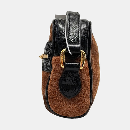 GUCCI Ophidia  mini Brown Suede Leather Striped Webbing Single Shoulder Bag Crossbody Bag Golden hardware-(SKU)-953950418