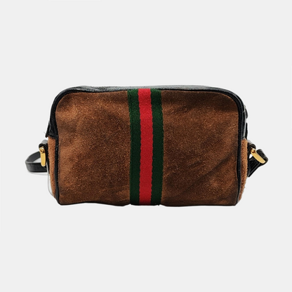 GUCCI Ophidia  mini Brown Suede Leather Striped Webbing Single Shoulder Bag Crossbody Bag Golden hardware-(SKU)-953950418
