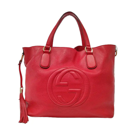 GUCCI Tote bag Red Cowhide Fringe Tote Bag Single Shoulder Bag Golden hardware-(SKU)-954793902