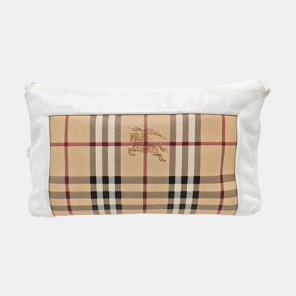 BURBERRY Khaki Coated Canvas Warhorse Plaid Crossbody Shoulder Bag Golden hardware-(SKU)-954930104