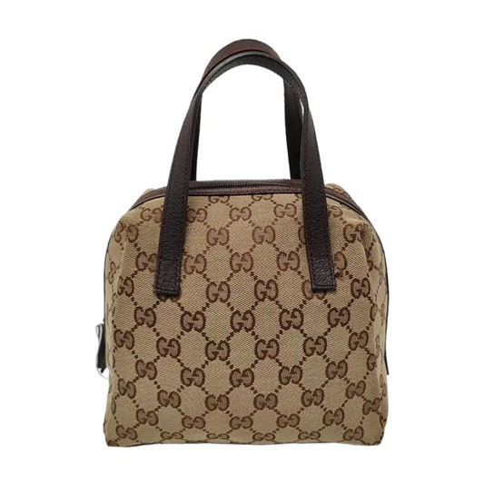GUCCI Brown Canvas Monogrammed Tote Bag Golden hardware-(SKU)-946191462